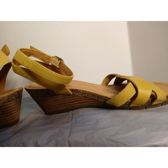EARTH WMS-6M MUSTARD YELLOW OPEN TOE SANDALS  WEDGE,ANKLE STRAPPY - Picture 9 of 16